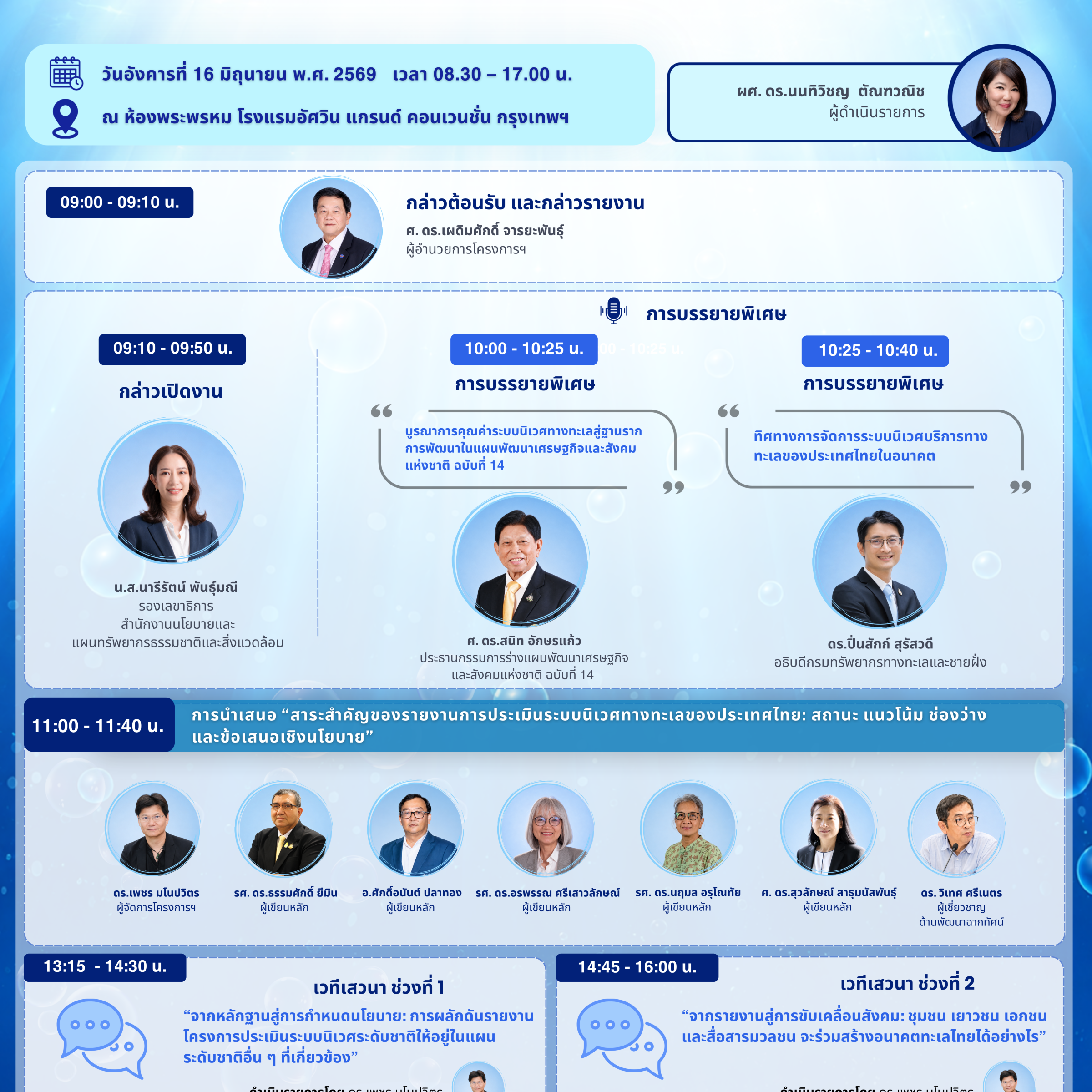 การประชุมเสวนา “การประเมินระบบนิเวศทางทะเลของประเทศไทย: จากหลักฐานเชิงประจักษ์สู่การขับเคลื่อนนโยบายเพื่ออนาคตทะเลไทย